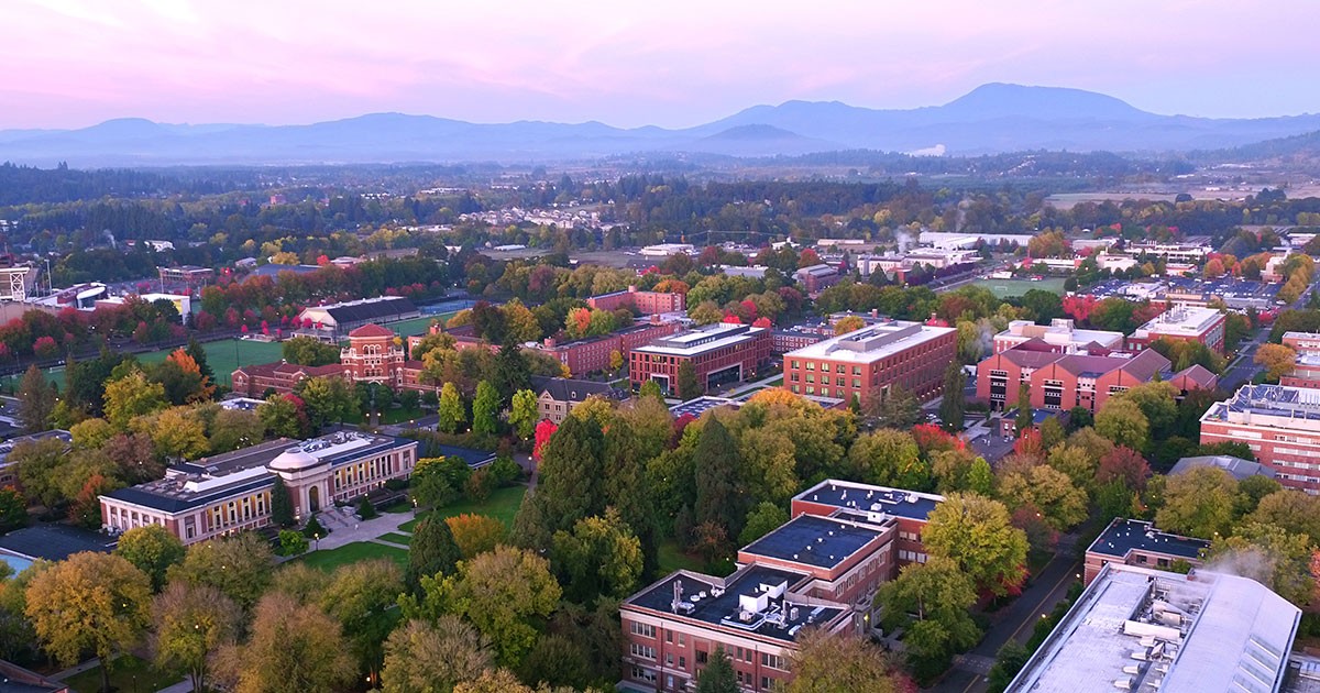 Arial view of Oregon State University in Corvallis Oregon
